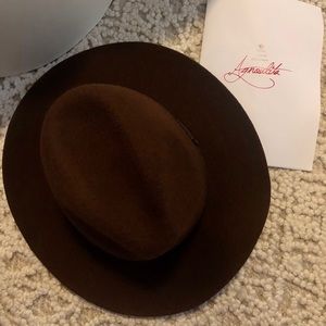 Agnoulita Fedora chocolate felt hat unisex NEW!